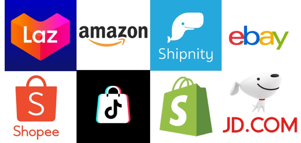 Logos of online marketplaces and shop platforms