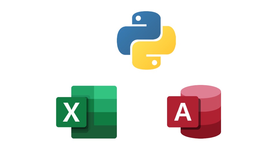 Python, Excel and Access logos
